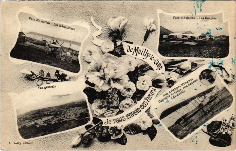 Carte postale ancienne Camp-de-Mailly - Souvenir fleur collage