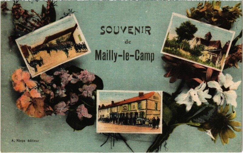 Carte postale ancienne Camp-de-Mailly - Souvenir fleur collage