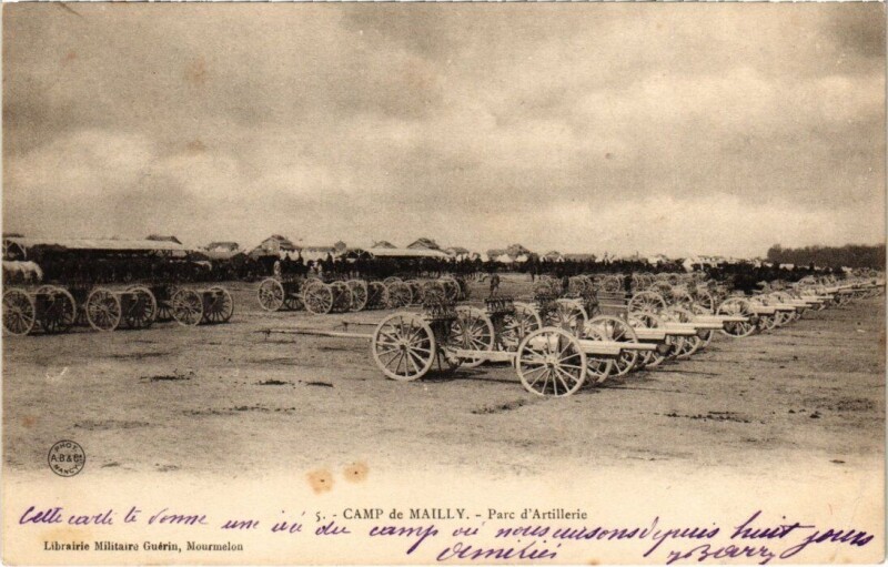 Carte postale ancienne Camp-de-Mailly - Parc d'Artillerie