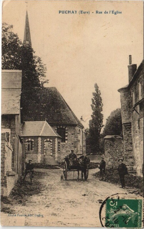 Carte postale ancienne Puchay-Rue de l'Eglise à Puchay