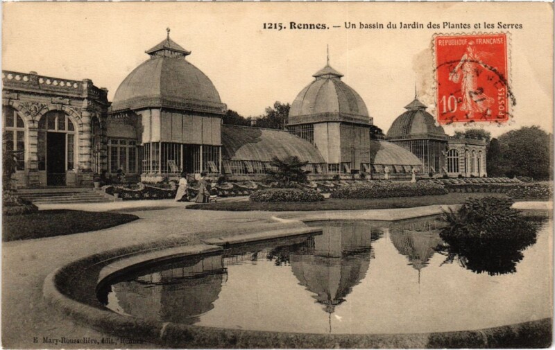 Carte postale ancienne Rennes Un bassin du Jardin des Plantes France à Rennes
