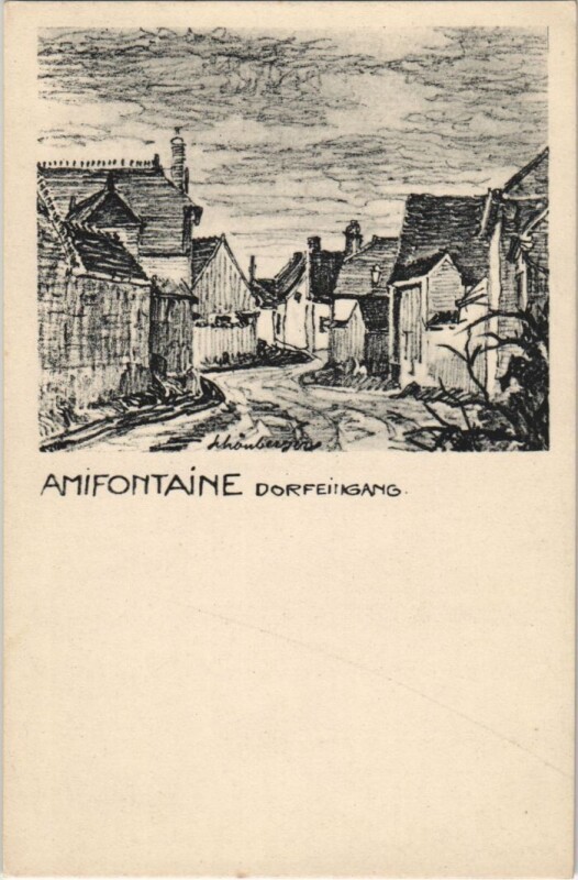 Carte postale ancienne Amifontaine - Dorfeingang - Entree de leVillage à Amifontaine