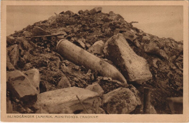 Carte postale ancienne Blindganger bei Craonne - Amerik. Munition à Craonne