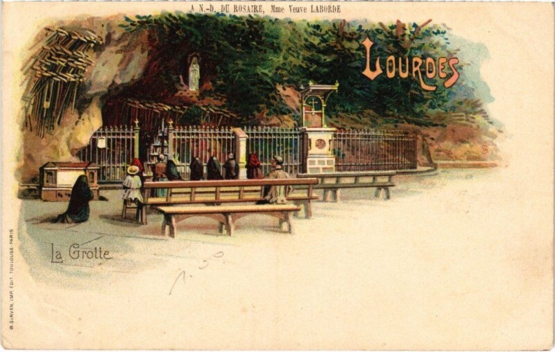 Carte postale ancienne Litho Lourdes - La Grotte à Lourdes