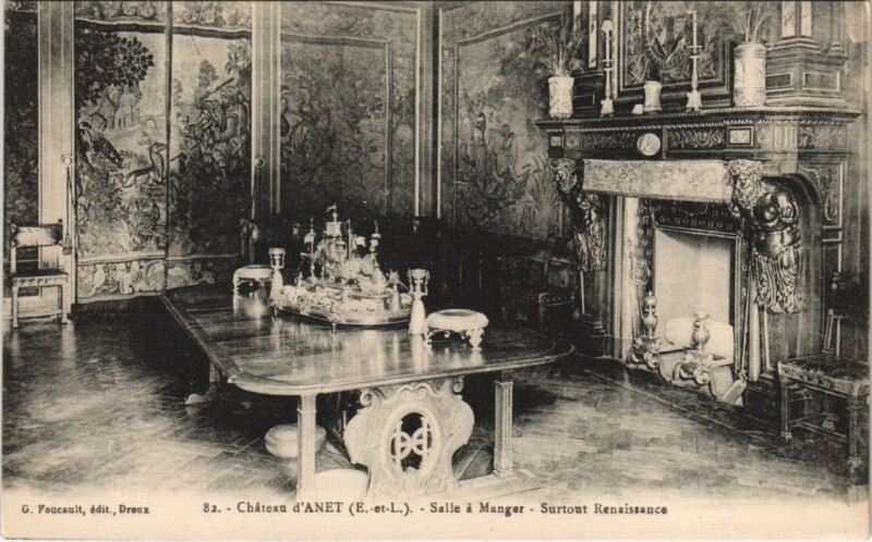 Carte postale ancienne Chateau d'Anet - Salle a Manger - Surtout Renaissance