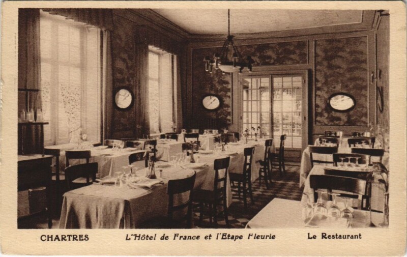 Carte postale ancienne Chartres - L'Hotel de France et l'Etape Fleurie - Le Restaurant à Chartres