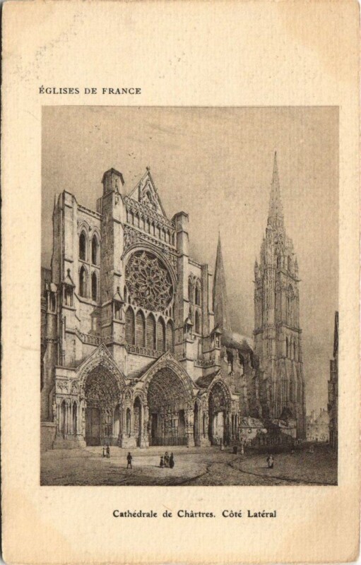 Carte postale ancienne Eglises de France - Cathédrale de Chartres - Coté Latéral à Chartres