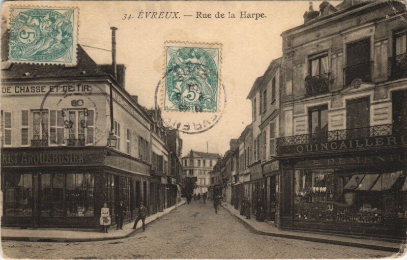 Carte postale ancienne Evreux - Rue de la Harpe à Évreux