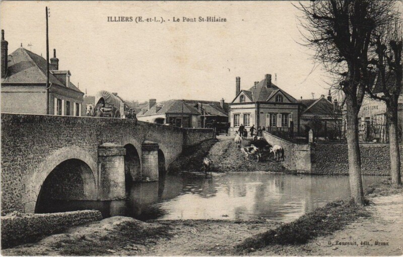 Carte postale ancienne Illiers - Le Pont Saint-Hilaire