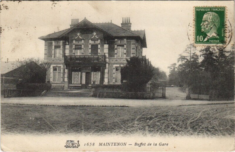 Carte postale ancienne Maintenon-Buffet de la Gare à Maintenon
