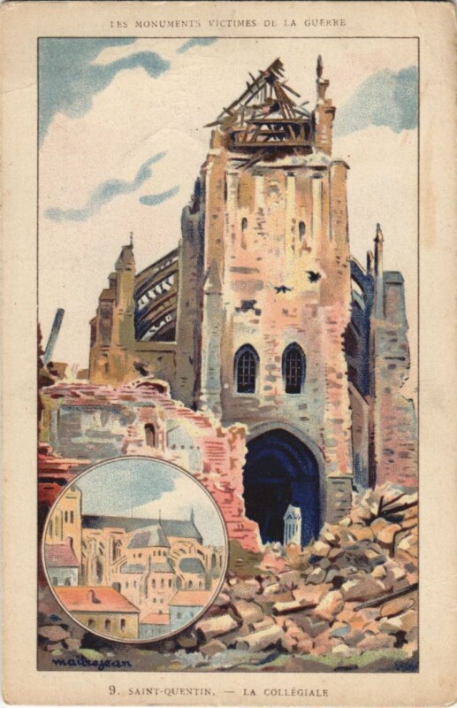 Carte postale ancienne Saint Quentin- La Collegiale France à Saint-Quentin