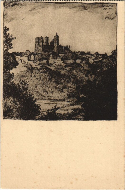 Carte postale ancienne Laon- blick a. Stadt und Kathedrale France