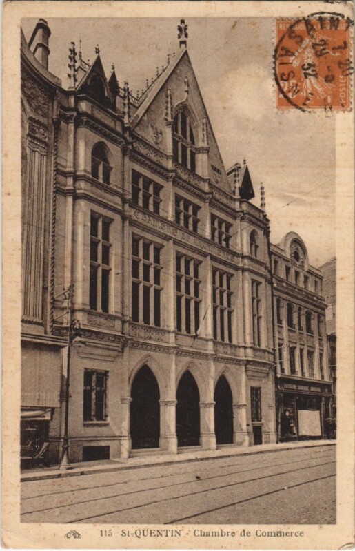 Carte postale ancienne Saint Quentin- Chambre de Commerce France à Saint-Quentin