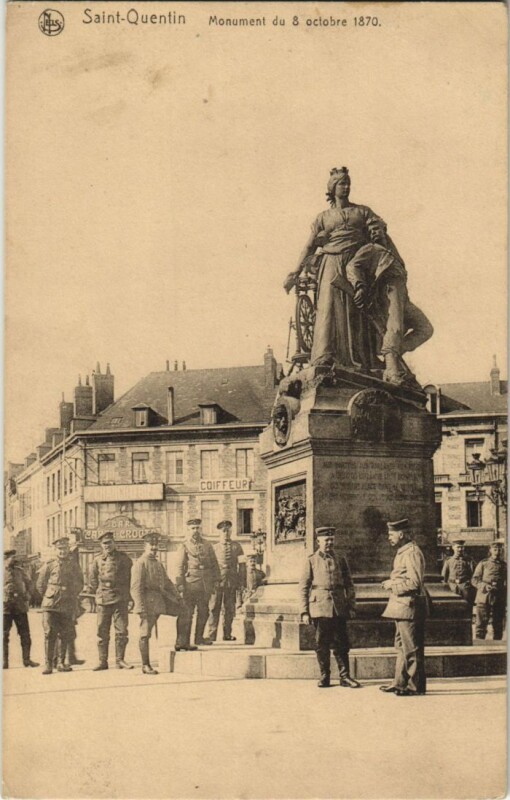 Carte postale ancienne Saint Quentin- Monument du 8 octobre 1870 France à Saint-Quentin