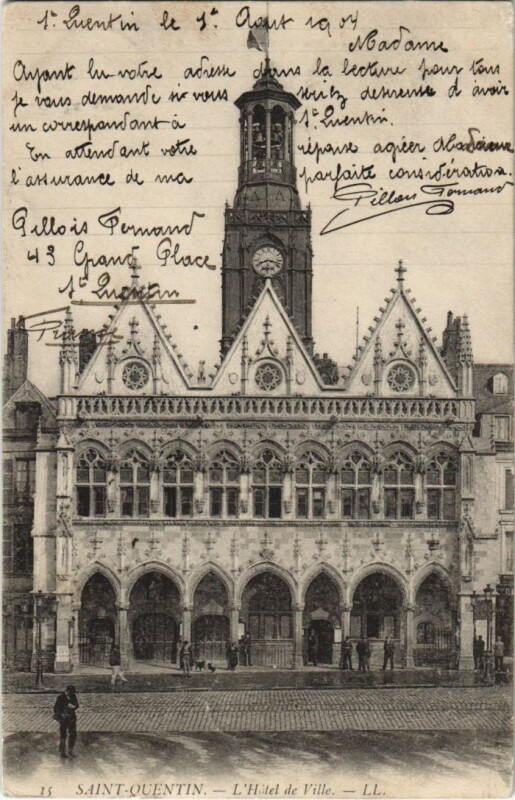 Carte postale ancienne Saint Quentin- Hotel de Ville France à Saint-Quentin