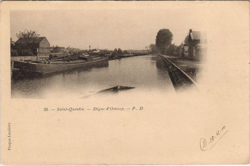Carte postale ancienne Saint Quentin- Digue d'Omissy France à Omissy