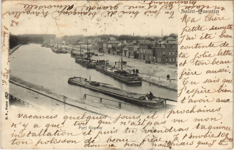 Carte postale ancienne Saint Quentin- Port Gayant France à Saint-Quentin