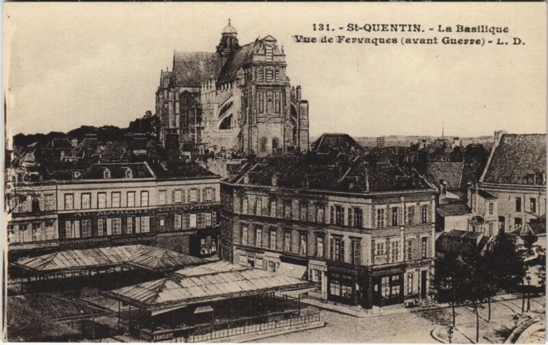 Carte postale ancienne Saint Quentin- La Basilique France à Saint-Quentin