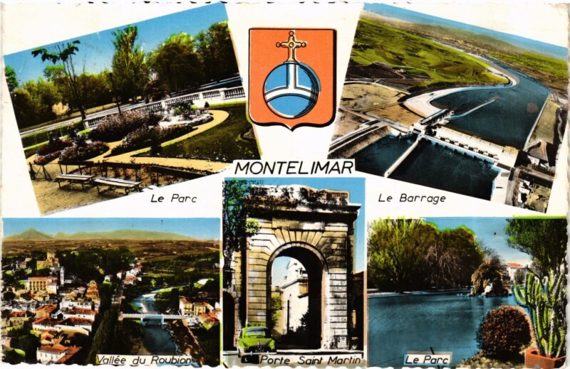 Carte postale ancienne Montelimar Parc Barrage Porte Roubion