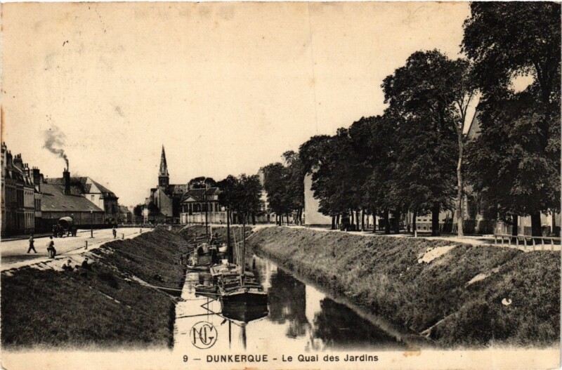 Carte postale ancienne Nord Dunkerque Le Qaui des Jardins à Dunkerque