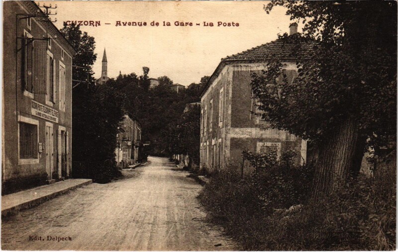 Carte postale ancienne Cuzorn Avenue de la Gare La Poste Lot et Garonne à Cuzorn