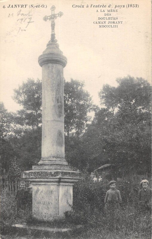 Carte postale ancienne Janvry Croix A L'Entree Du Pays à Janvry