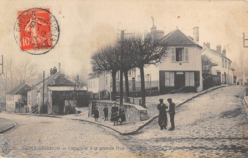 Carte postale ancienne Saint Cheron Carrefour A La Grande Rue