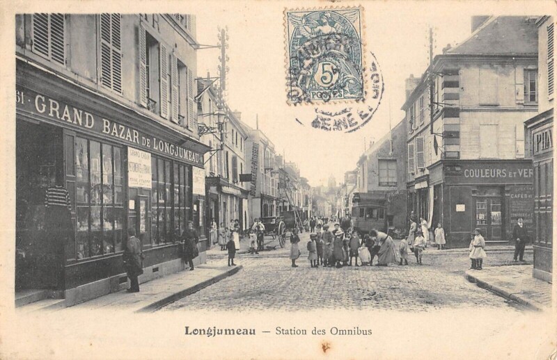Carte postale ancienne Longjumeau Station Des Omnibus à Longjumeau