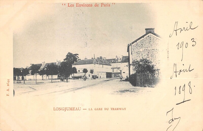 Carte postale ancienne Longjumeau La Gare Du Tramway à Longjumeau