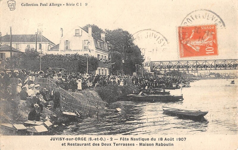 Carte postale ancienne Juvisy Sur Orge Fete Nautique Du 18 Aout 1907 Maison Raboulin à Juvisy-sur-Orge