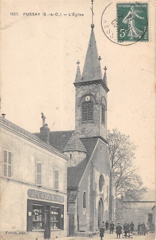Carte postale ancienne Pussay Eglise à Pussay