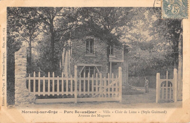 Carte postale ancienne Morsang Sur Orge Parc Beausejour Villa Clair De Lune Syle Guimard à Morsang-sur-Orge