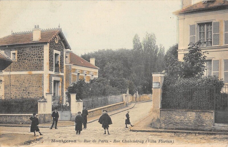 Carte postale ancienne Montgeron Rue De Paris Rue Chalendray Villa Florian à Montgeron