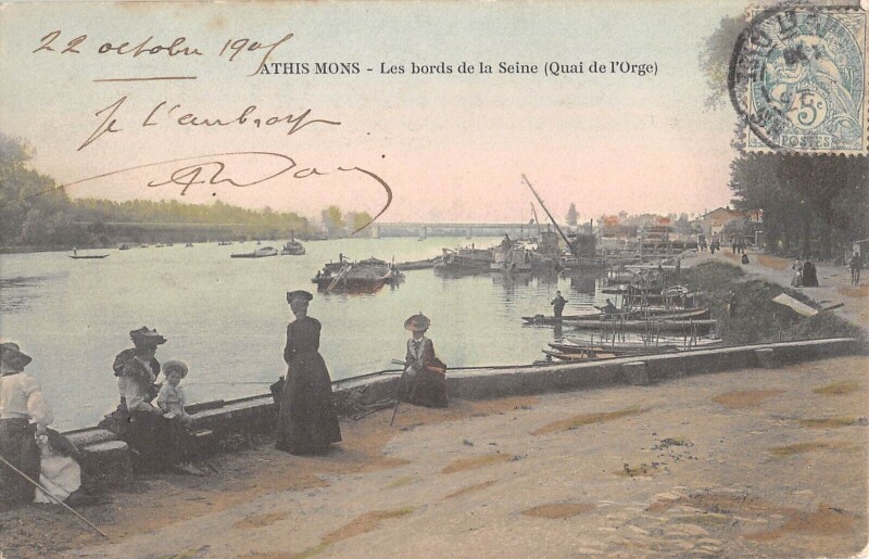 Carte postale ancienne Athis Mons Les Bords De La Seine Quai De L'Orge à Athis-Mons