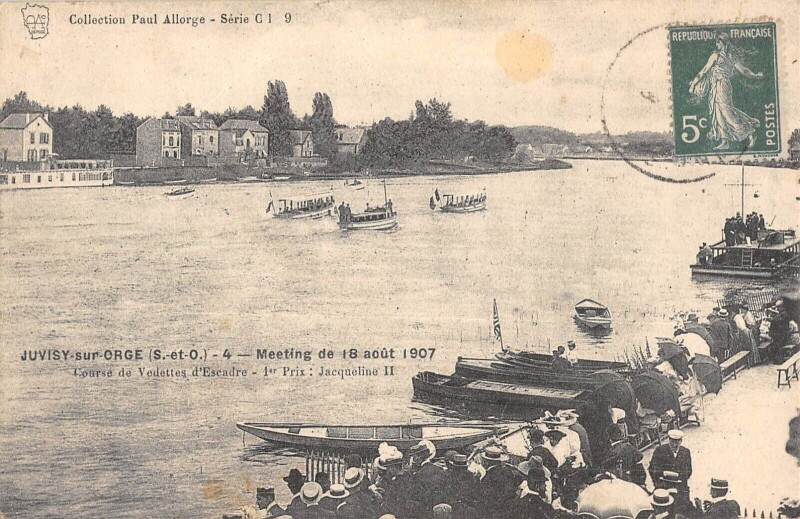 Carte postale ancienne Juvisy Sur Orge Meeting Du 18 aout 1907  course vedette escadre à Juvisy-sur-Orge