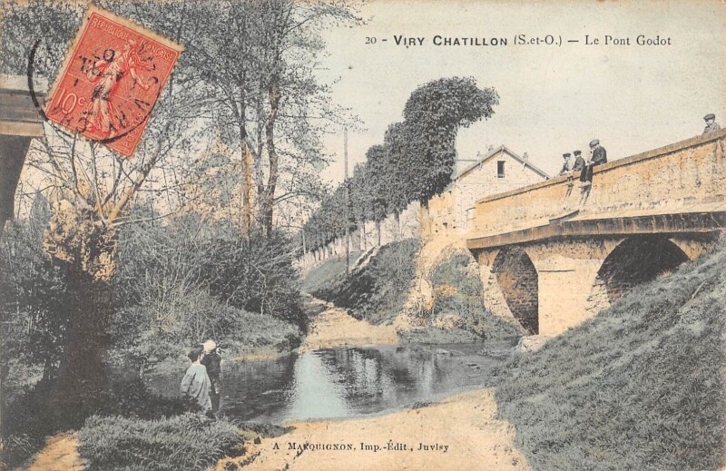 Carte postale ancienne Viry Chatillon Le Pont Godot