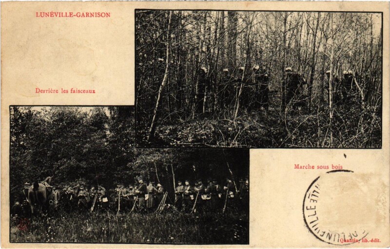 Carte postale ancienne Militaire Lunéville-Garnison - Derriére les faisceaux à Lunéville