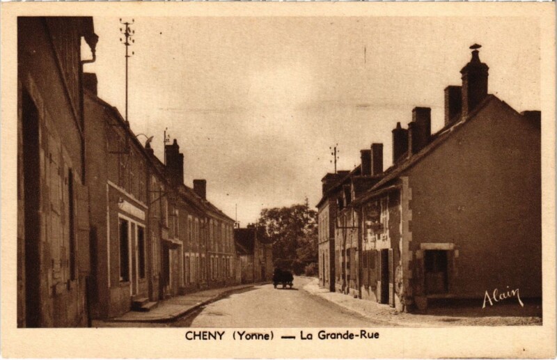 Carte postale ancienne Cheny - La Grande-Rue à Cheny