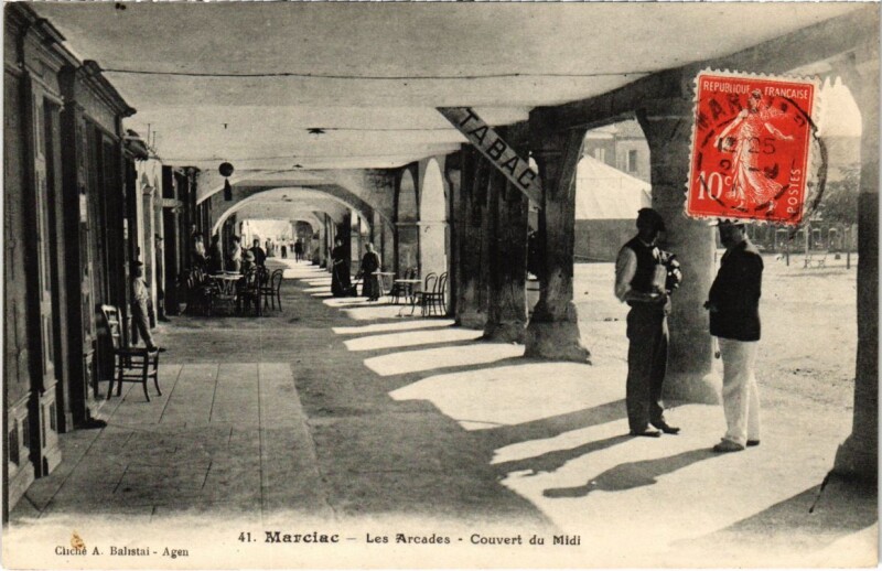 Carte postale ancienne Marciac - Les Arcades - Couvert du Midi à Marciac