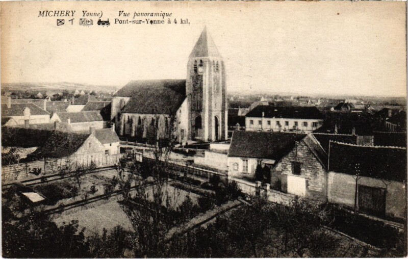 Carte postale ancienne Michery - Vue panoramique à Michery