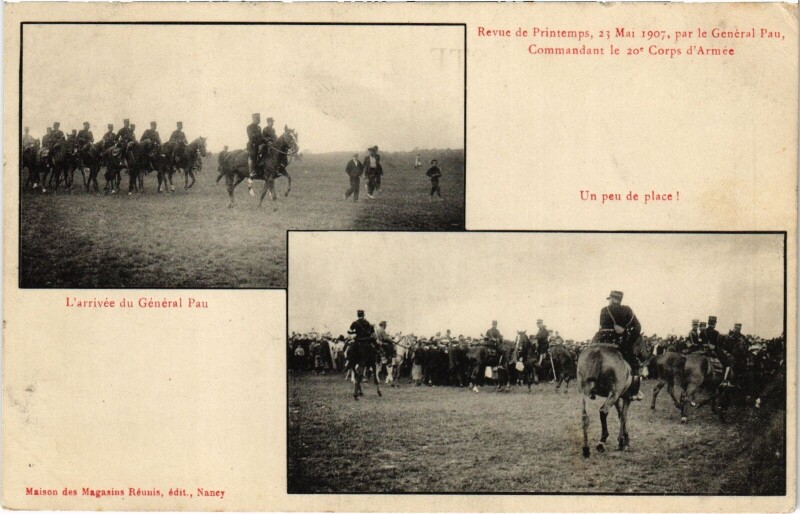Carte postale ancienne Militaire Nancy - Revue de Printemps, 23 Mai 1907 à Nancy