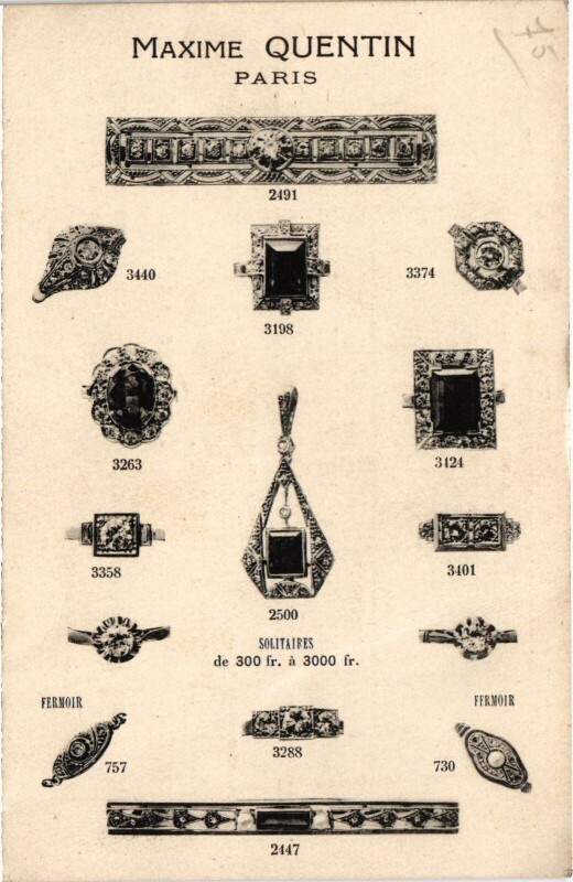Carte postale ancienne Paris 3e Bijouterie Joalliere Maxime Quentin 11, Rue bailly à Paris 3e