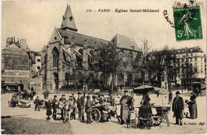 Carte postale ancienne Paris 5e Eglise Saint-medard à Paris 5e