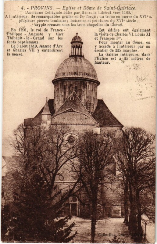Carte postale ancienne Provins Eglise et Dome de Saint-Quiriace à Provins