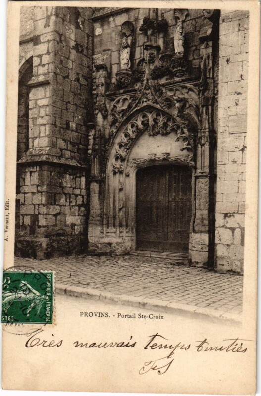 Carte postale ancienne Provins Portail Sainte-Croix à Provins