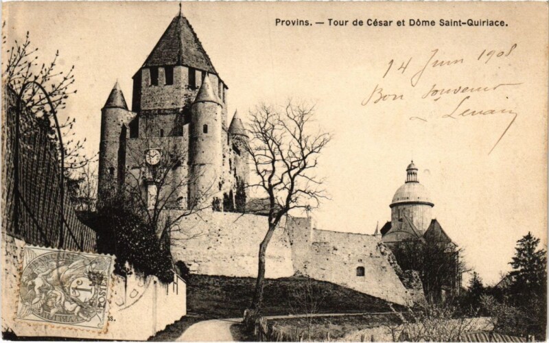 Carte postale ancienne Provins Tour de Cesar et Dome Saint-Quiriace à Provins
