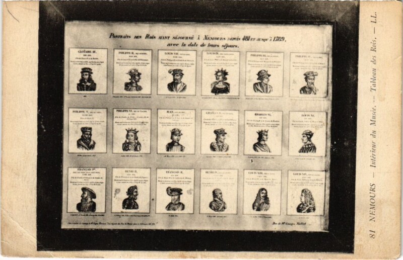 Carte postale ancienne Nemours Interieur du Musee Tableau de Rois à Nemours