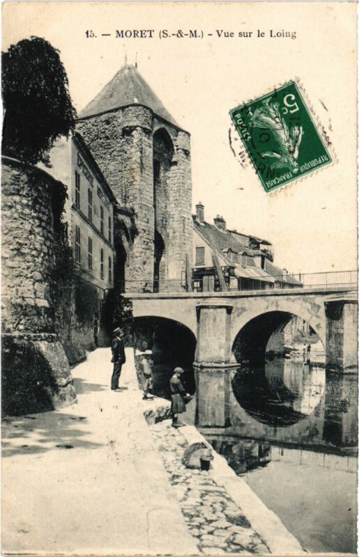 Carte postale ancienne Moret sur Loing vue sur le Loing