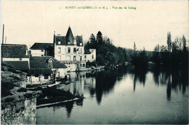 Carte postale ancienne Moret sur Loing vue sur le Loing