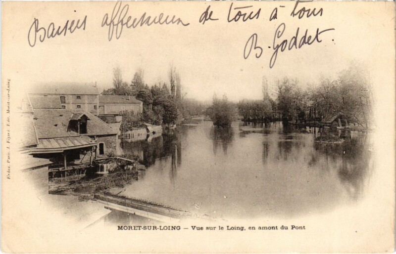 Carte postale ancienne Moret sur Loing vue sur le Loing